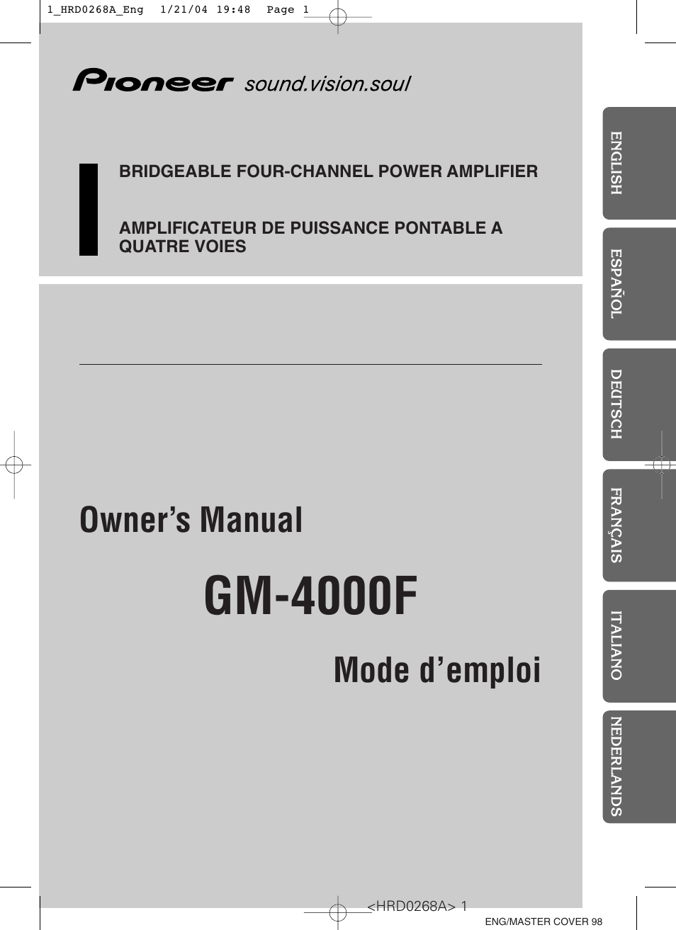 Pioneer GM-4000F User Manual | 74 pages