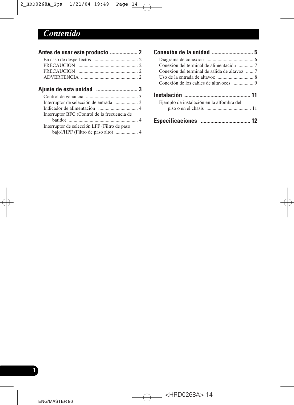 Pioneer GM-4000F User Manual | Page 14 / 74