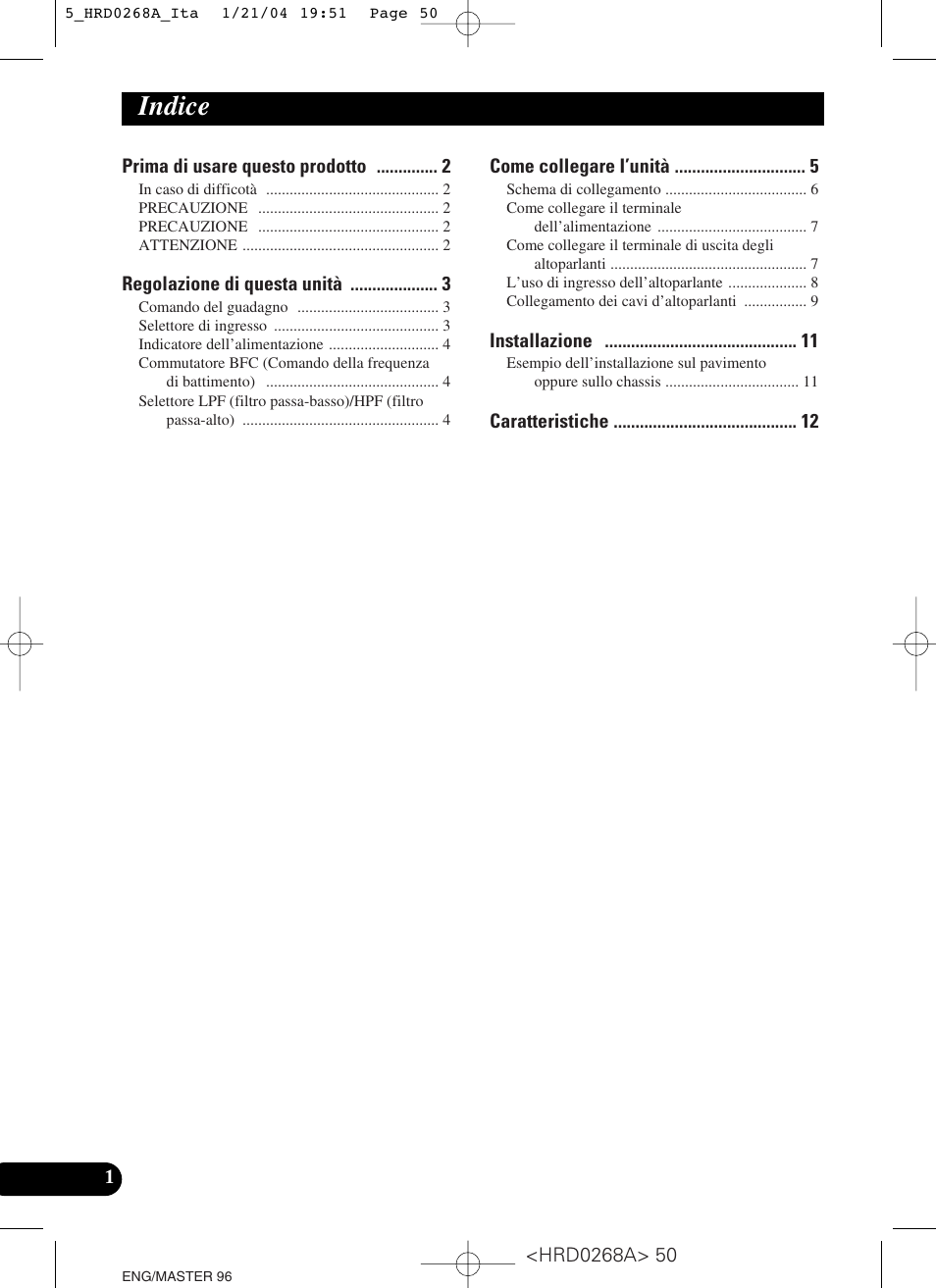 Indice | Pioneer GM-4000F User Manual | Page 50 / 74