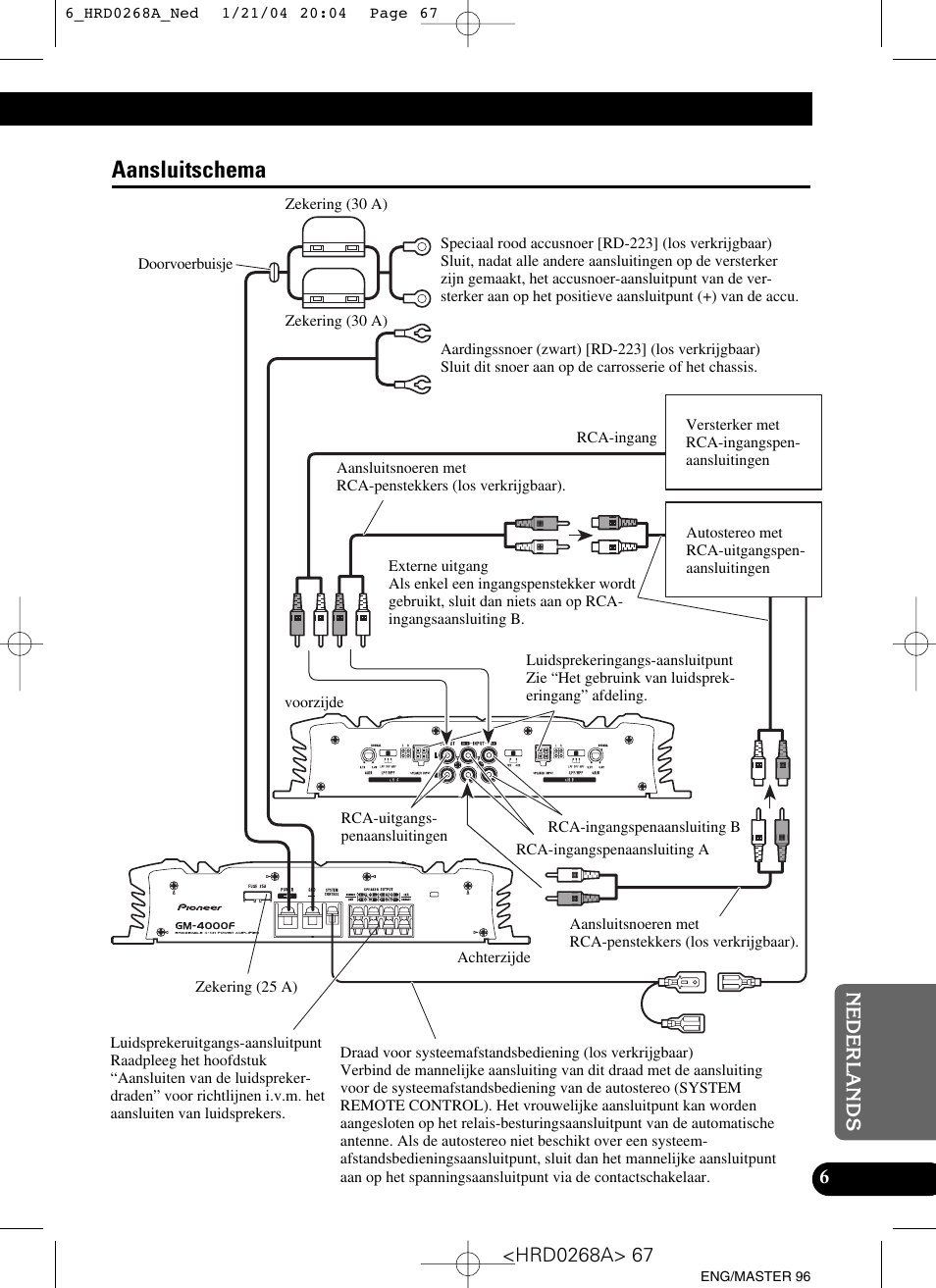 Aansluitschema | Pioneer GM-4000F User Manual | Page 67 / 74