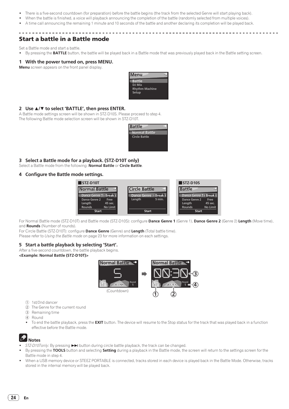 Start a battle in a battle mode | Pioneer STZ-D10T-G User Manual | Page 24 / 35