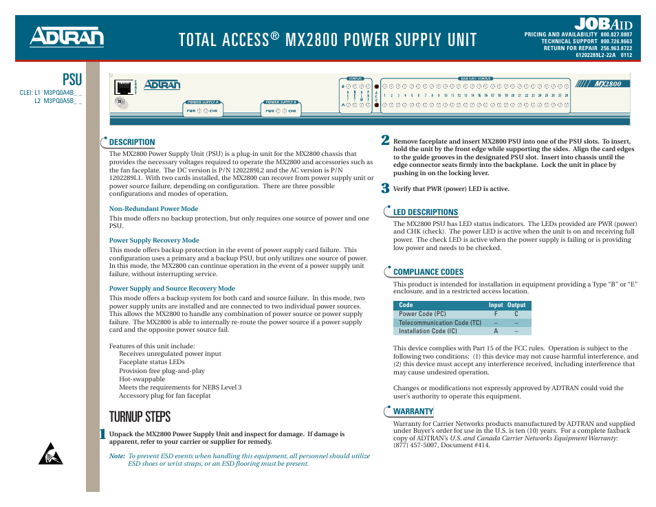 ADTRAN MX2800 User Manual | 1 page