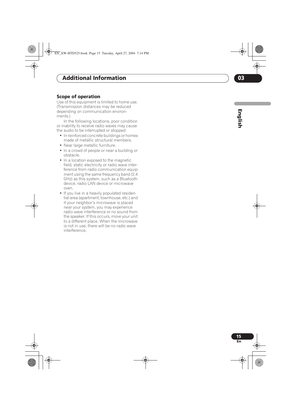 Additional information 03 | Pioneer XW-HTD525 User Manual | Page 15 / 107
