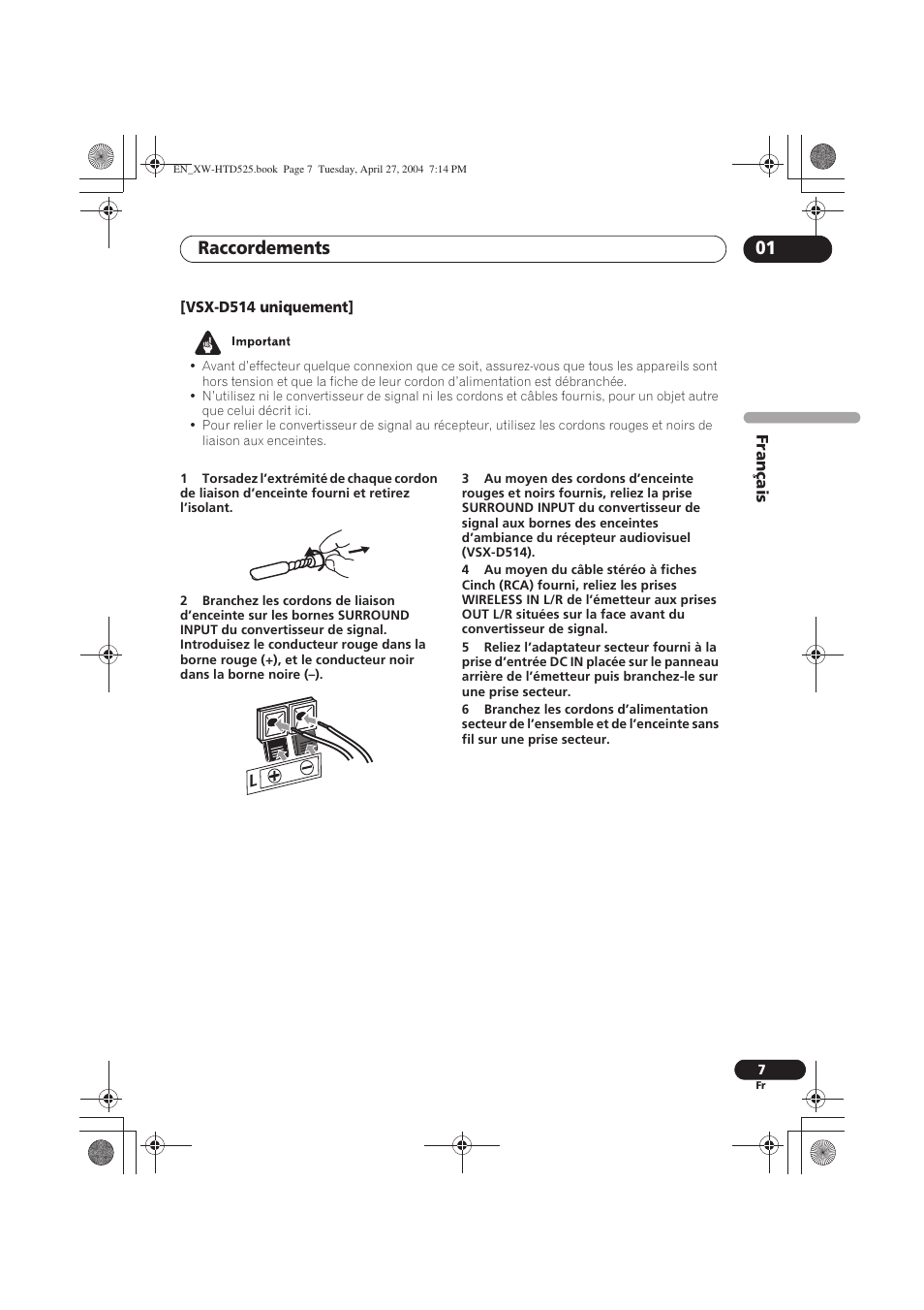 Raccordements 01 | Pioneer XW-HTD525 User Manual | Page 23 / 107
