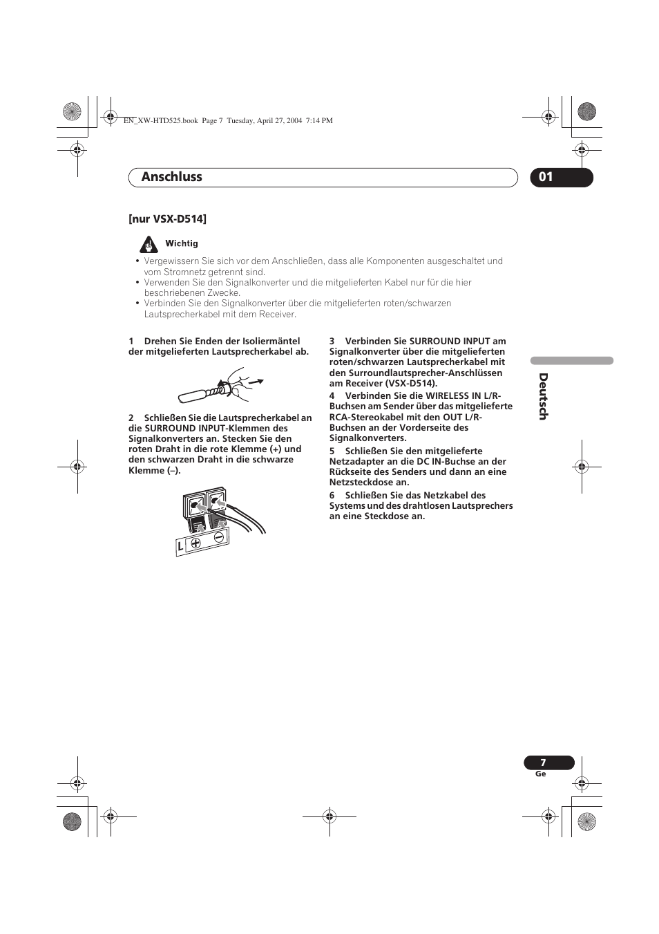 Anschluss 01 | Pioneer XW-HTD525 User Manual | Page 41 / 107