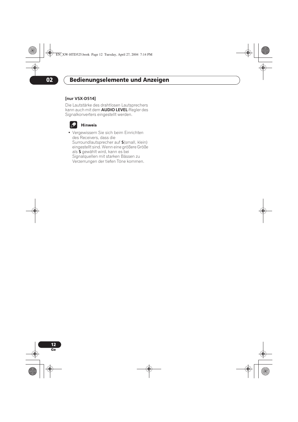 Bedienungselemente und anzeigen 02 | Pioneer XW-HTD525 User Manual | Page 46 / 107