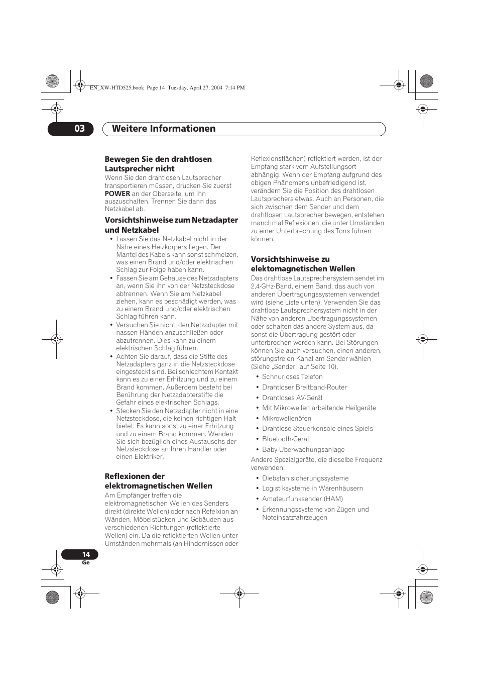 Weitere informationen 03 | Pioneer XW-HTD525 User Manual | Page 48 / 107