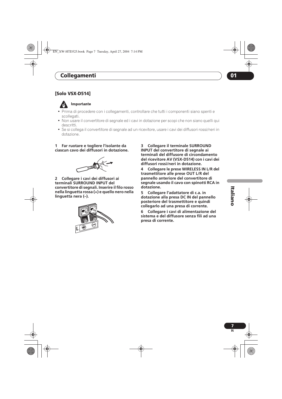 Collegamenti 01 | Pioneer XW-HTD525 User Manual | Page 59 / 107