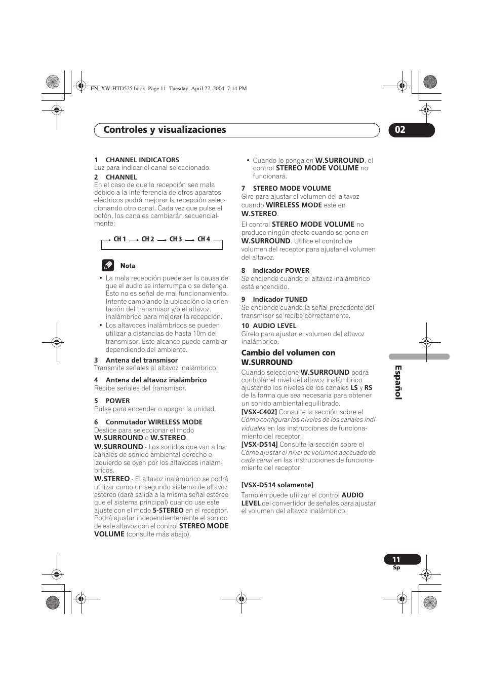 Controles y visualizaciones 02 | Pioneer XW-HTD525 User Manual | Page 81 / 107