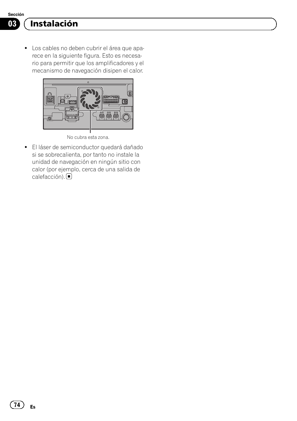 03 instalación | Pioneer AVIC-F840BT User Manual | Page 74 / 124