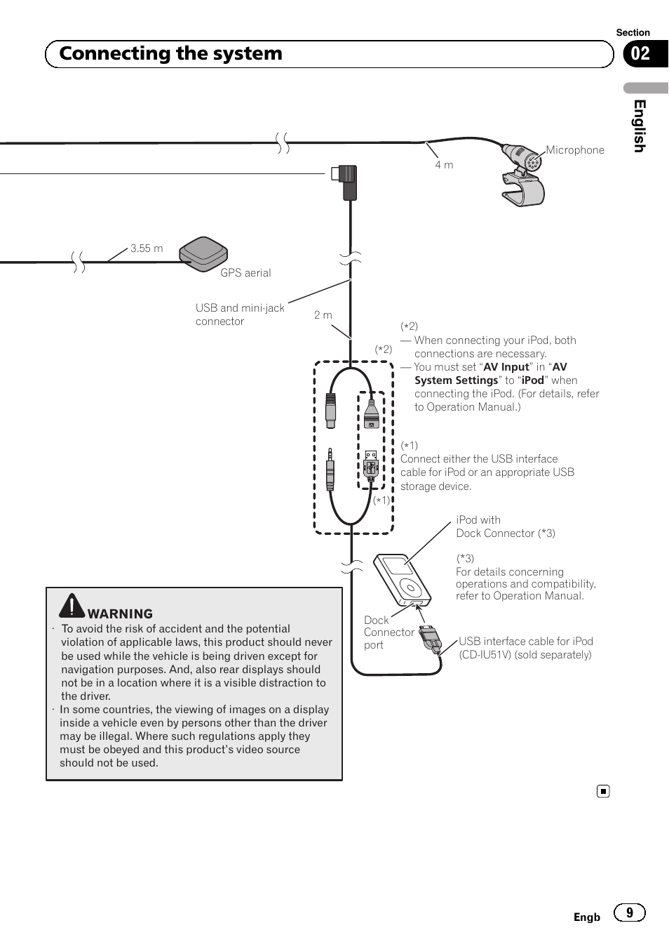 02 connecting the system, English | Pioneer AVIC-F840BT User Manual | Page 9 / 124