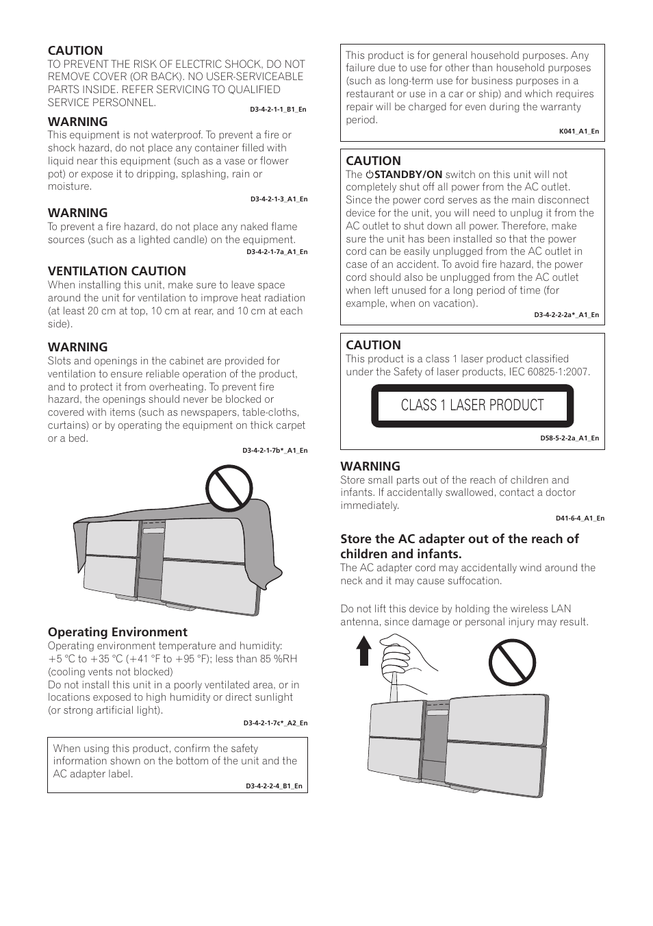 Class 1 laser product | Pioneer X-SMC55-S User Manual | Page 2 / 54