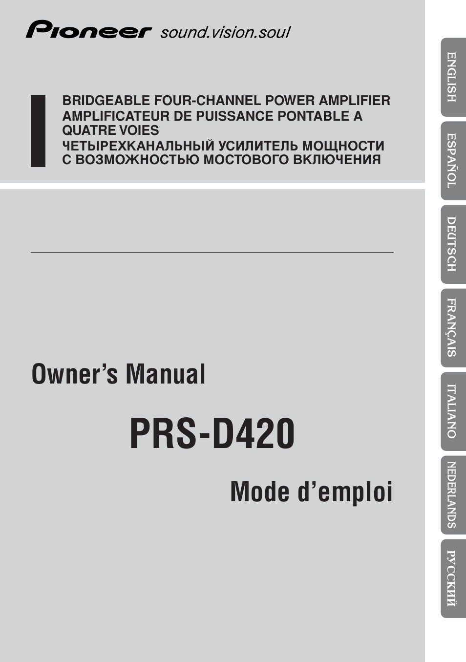 Pioneer PRS-D420 User Manual | 100 pages