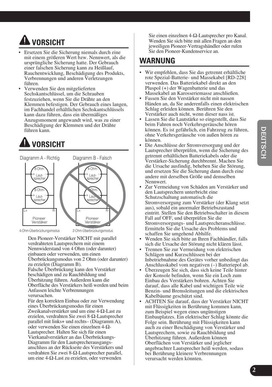 Vorsicht vorsicht warnung, Vorsicht, Warnung | Pioneer PRS-D420 User Manual | Page 31 / 100