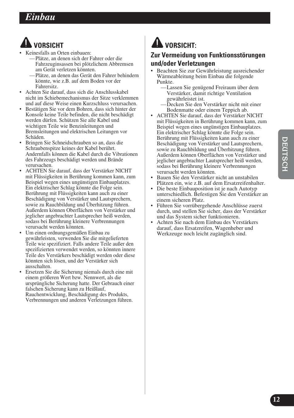 Einbau | Pioneer PRS-D420 User Manual | Page 41 / 100
