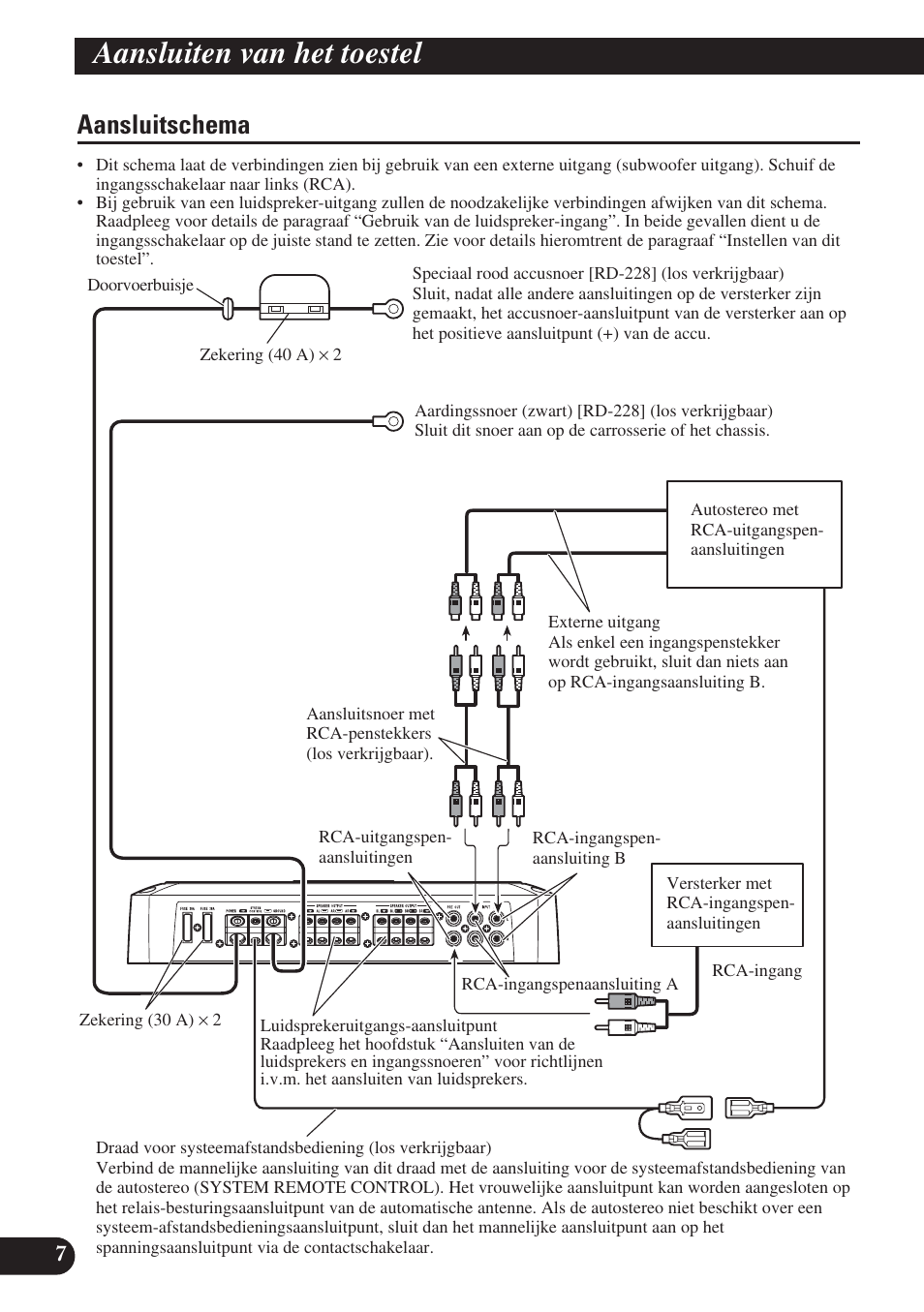 Aansluitschema, Aansluiten van het toestel | Pioneer PRS-D420 User Manual | Page 78 / 100