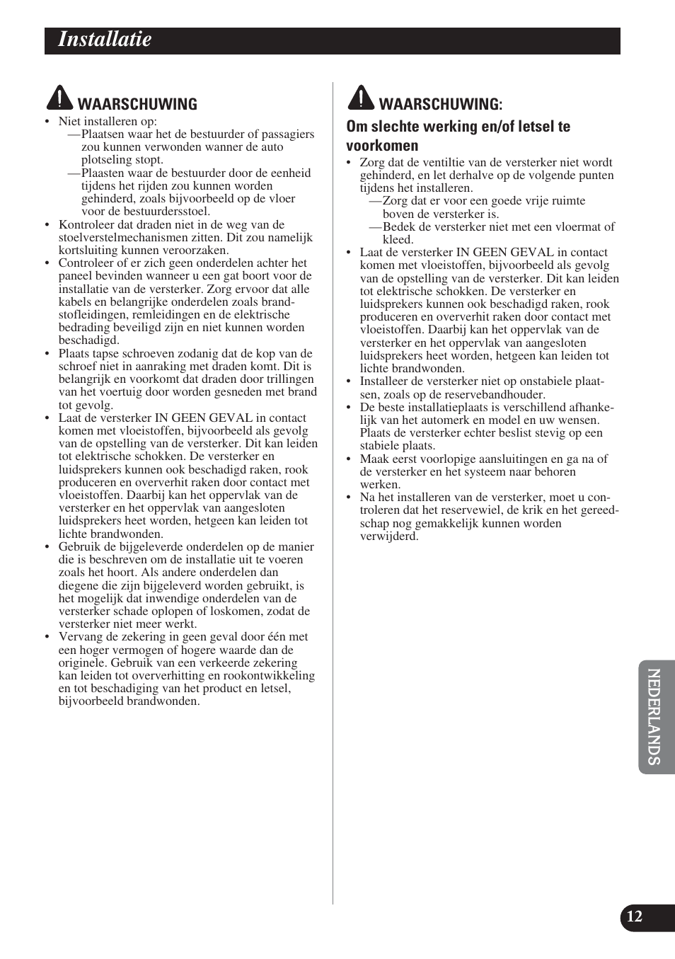 Installatie | Pioneer PRS-D420 User Manual | Page 83 / 100