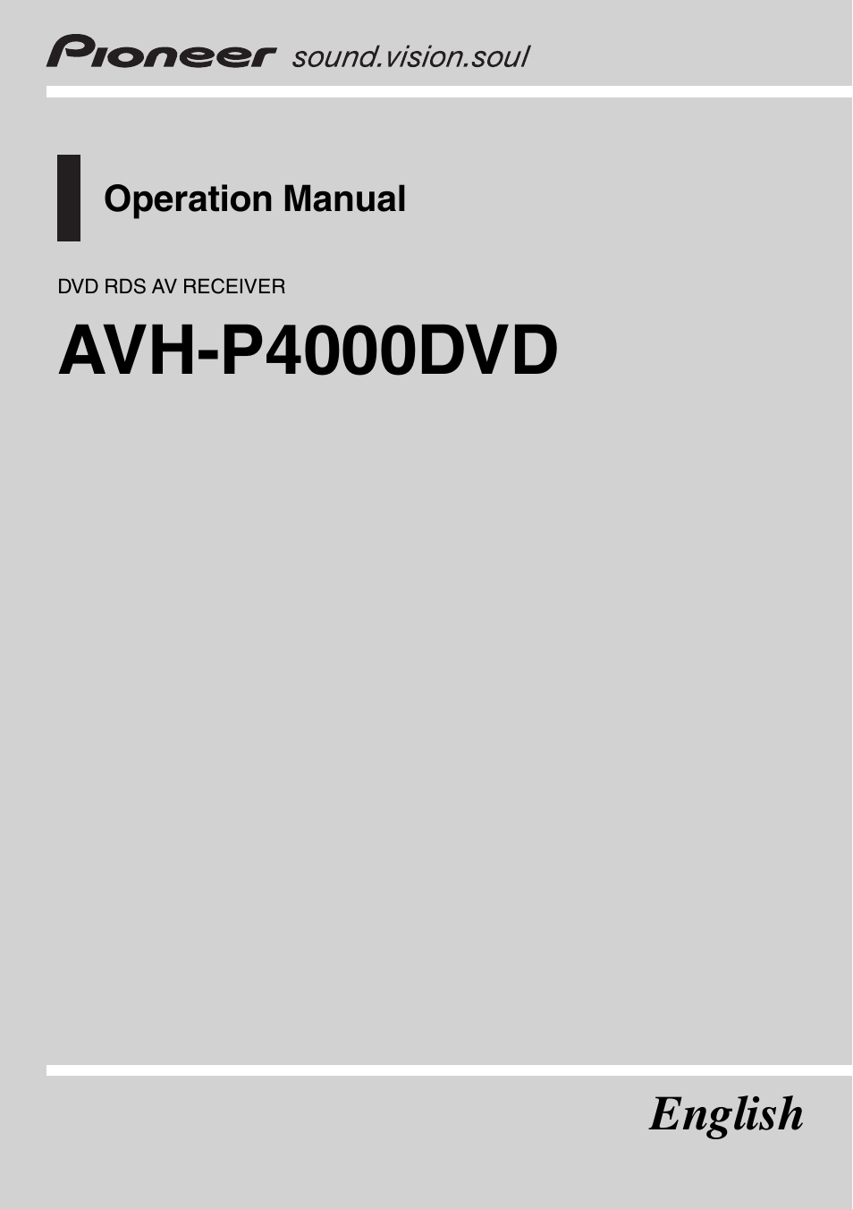 Pioneer AVH-P4000DVD User Manual | 96 pages