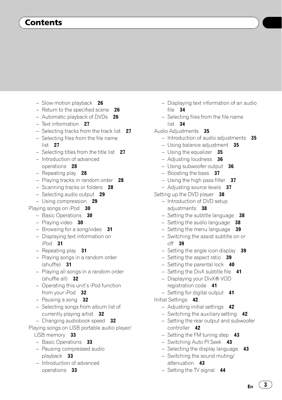 Pioneer AVH-P4000DVD User Manual | Page 3 / 96