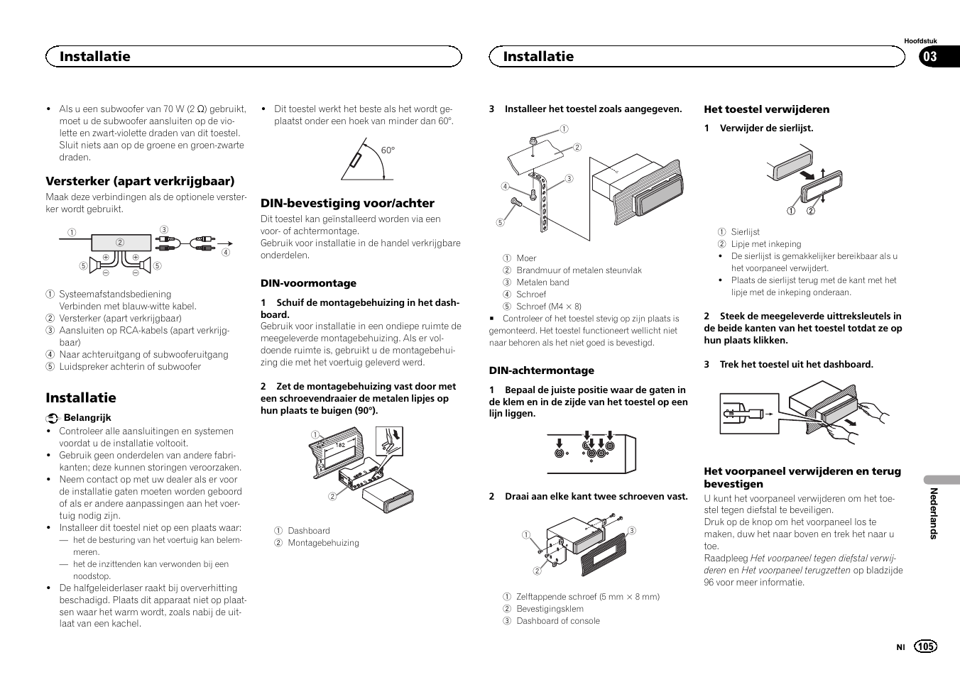 Installatie | Pioneer DEH-3400UB User Manual | Page 105 / 132