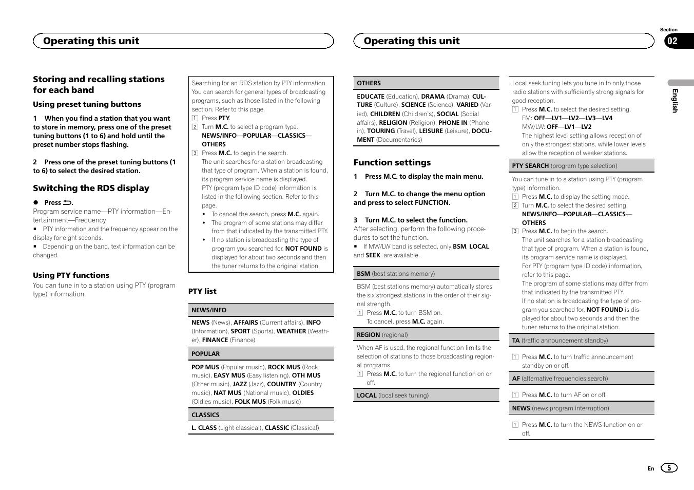 Af (al, Operating this unit | Pioneer DEH-3400UB User Manual | Page 5 / 132