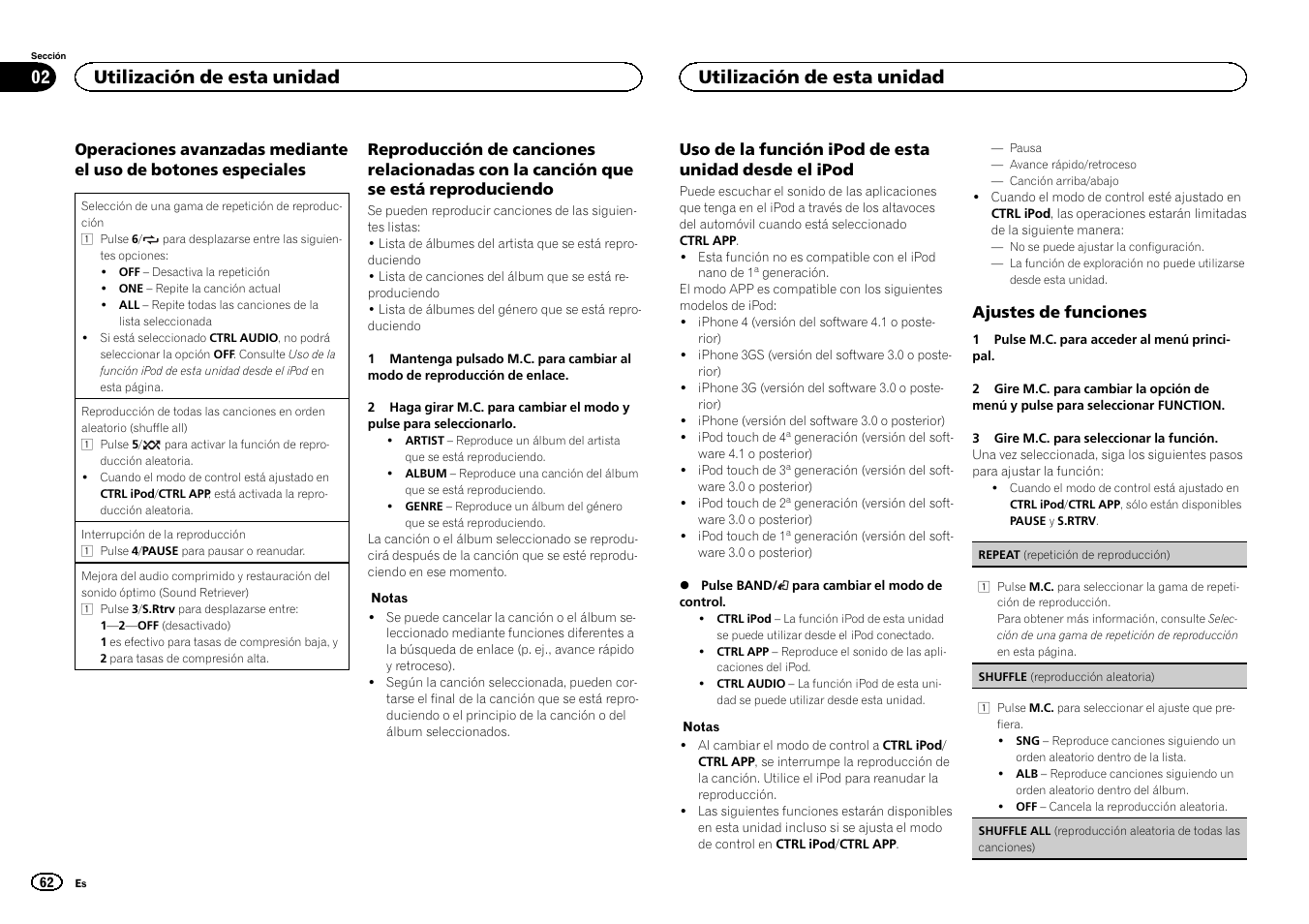 Utilización de esta unidad | Pioneer DEH-3400UB User Manual | Page 62 / 132