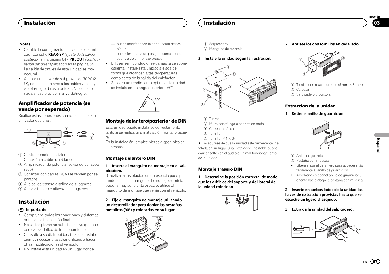 Instalación | Pioneer DEH-3400UB User Manual | Page 67 / 132