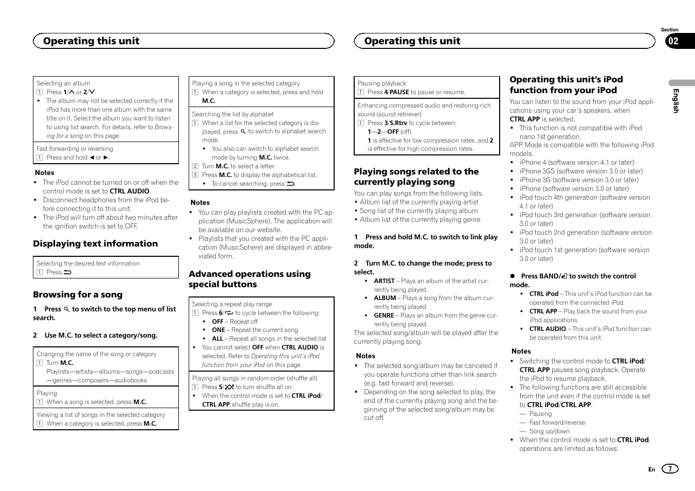 Operating this unit | Pioneer DEH-3400UB User Manual | Page 7 / 132
