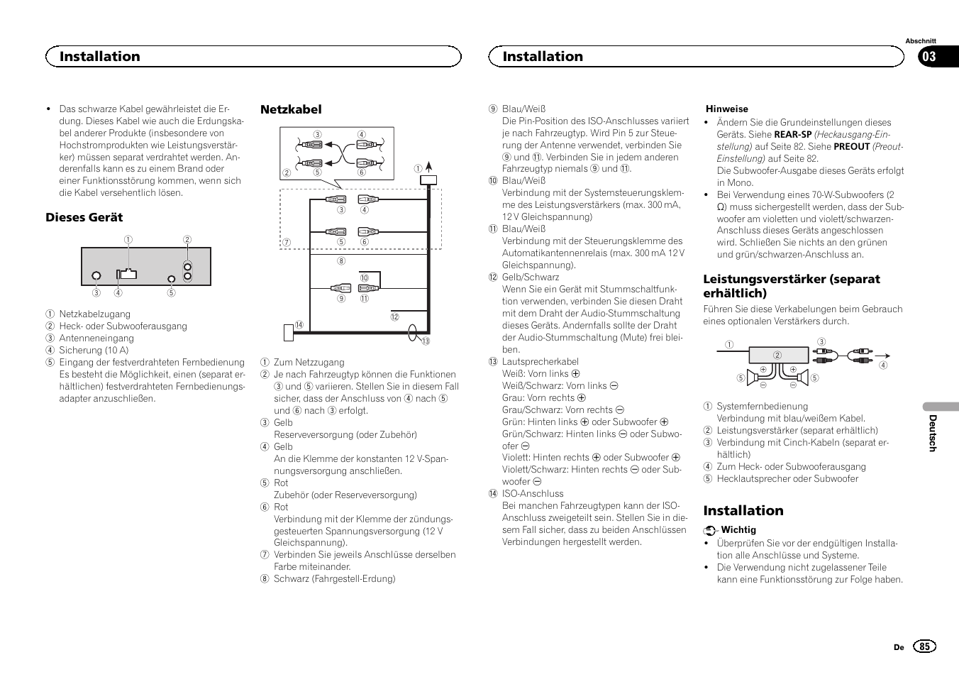 Installation | Pioneer DEH-3400UB User Manual | Page 85 / 132