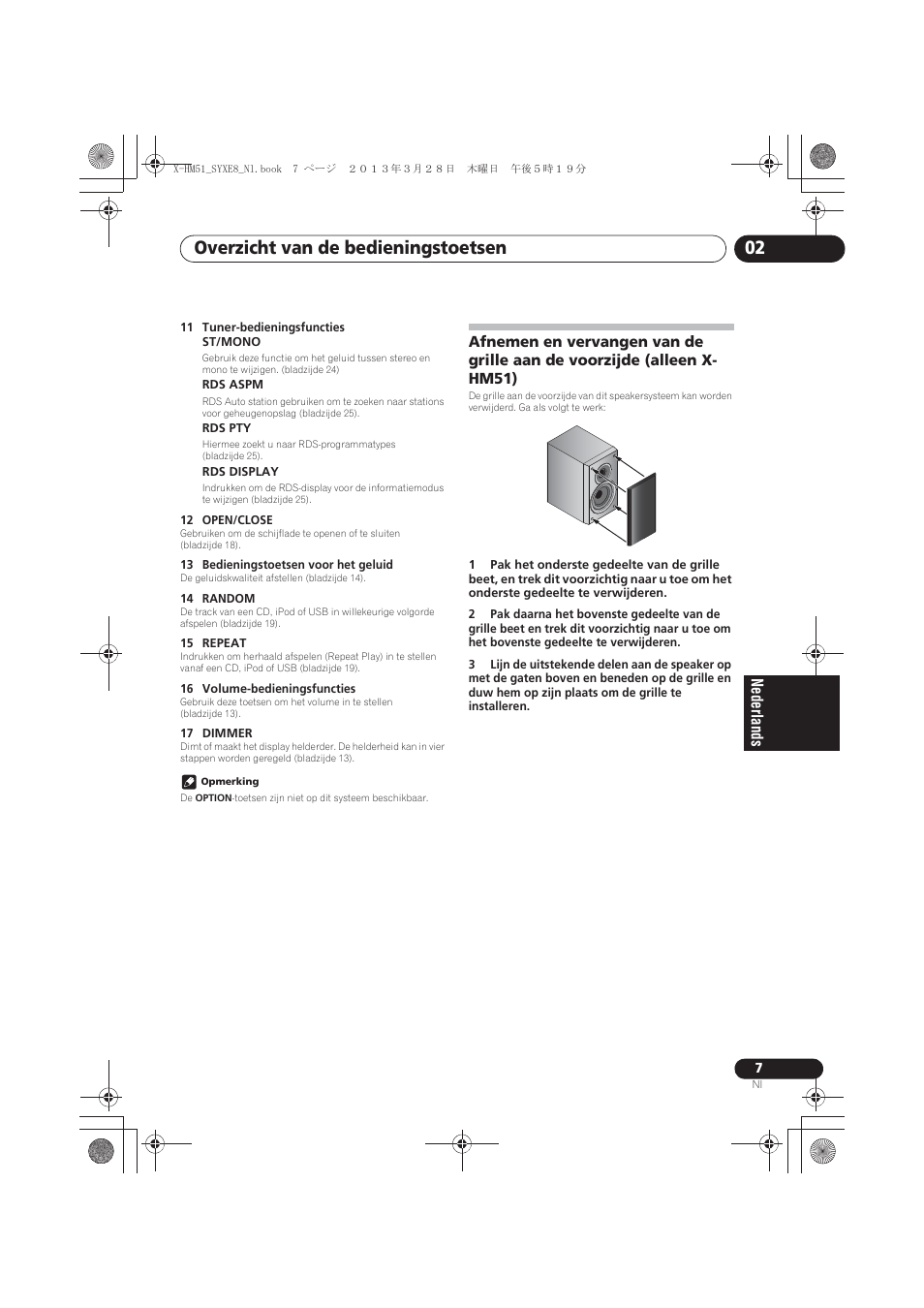 Alleen x-hm51), Overzicht van de bedieningstoetsen 02 | Pioneer X-HM51-K User Manual | Page 151 / 256