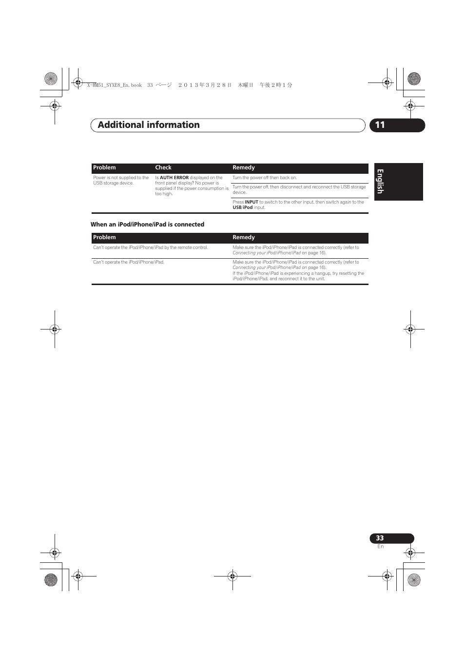 Additional information 11, English français español | Pioneer X-HM51-K User Manual | Page 33 / 256