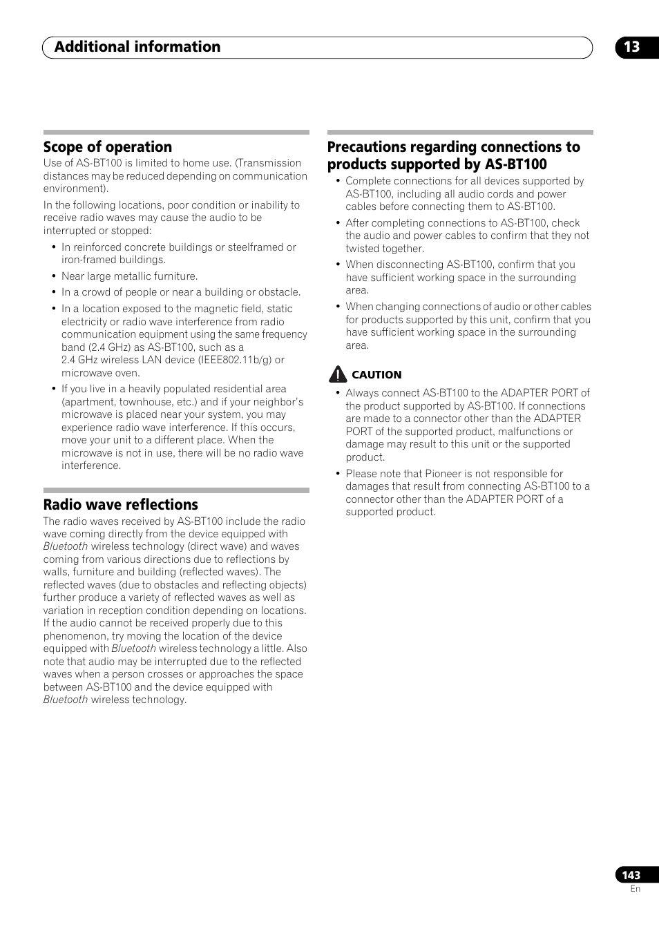 Scope of operation, Radio wave reflections, Additional information 13 | Pioneer SC-LX73 User Manual | Page 143 / 146