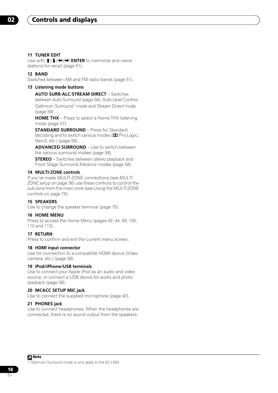 Controls and displays 02 | Pioneer SC-LX73 User Manual | Page 18 / 146