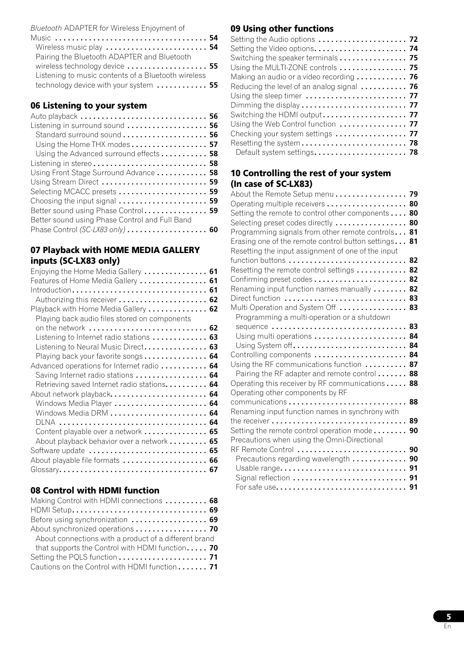 Pioneer SC-LX73 User Manual | Page 5 / 146