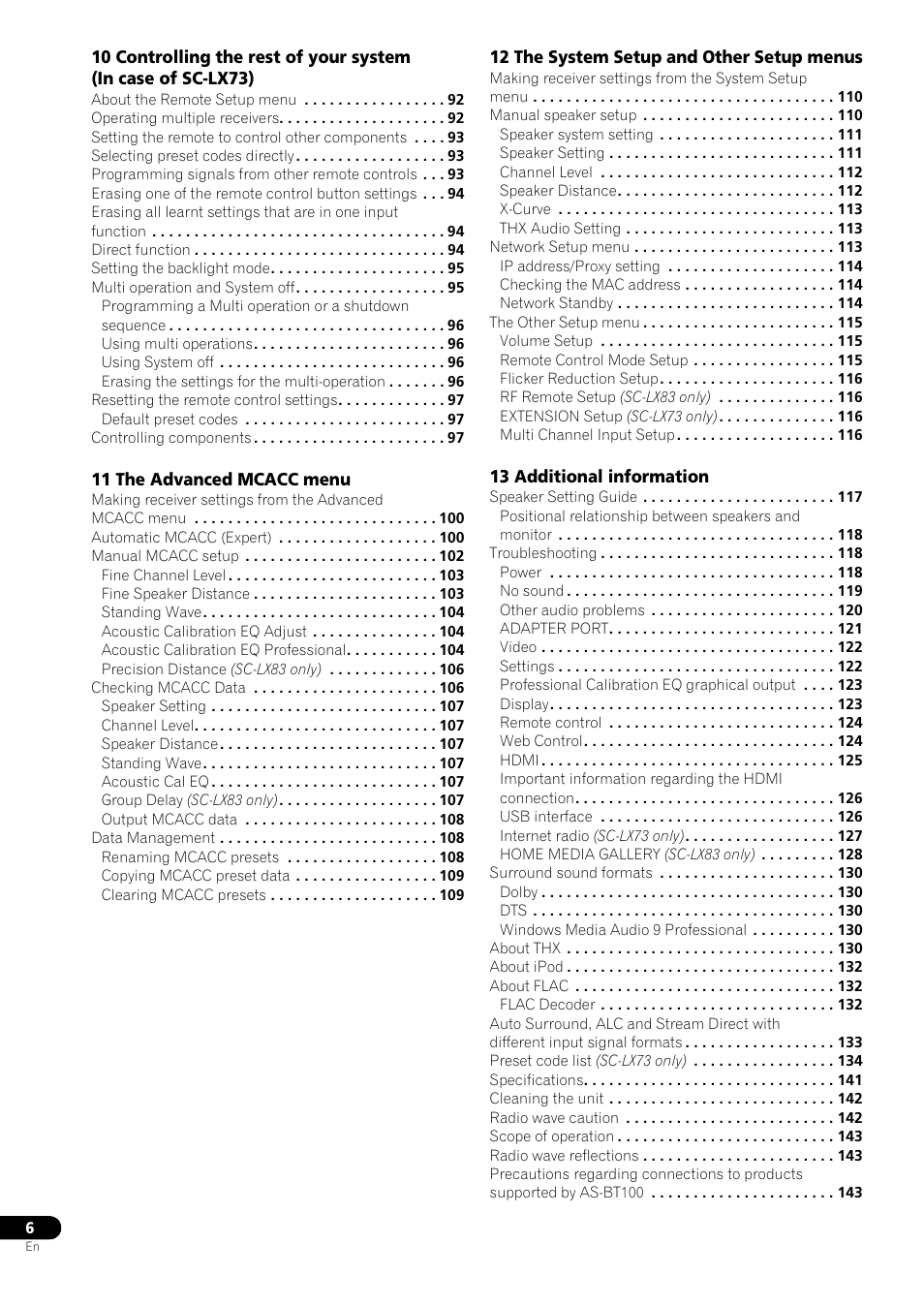 Pioneer SC-LX73 User Manual | Page 6 / 146