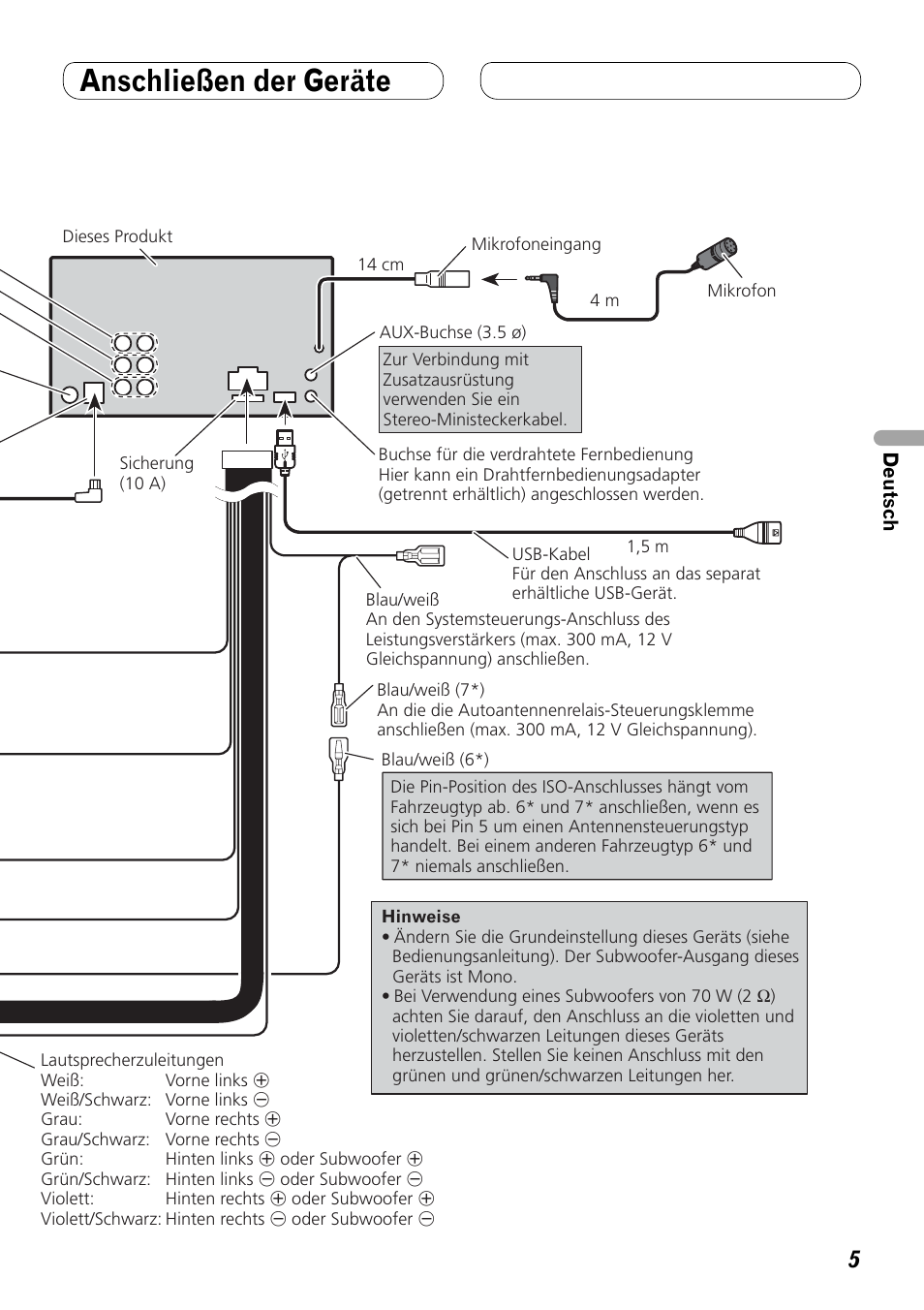 Anschließen der geräte | Pioneer FH-P80BT User Manual | Page 25 / 72