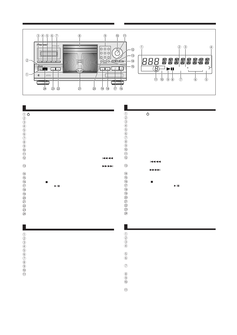 Names of parts, Nomenclature, Front panel | Display, Face avant, Afficheur | Pioneer PD-F1009 User Manual | Page 10 / 124