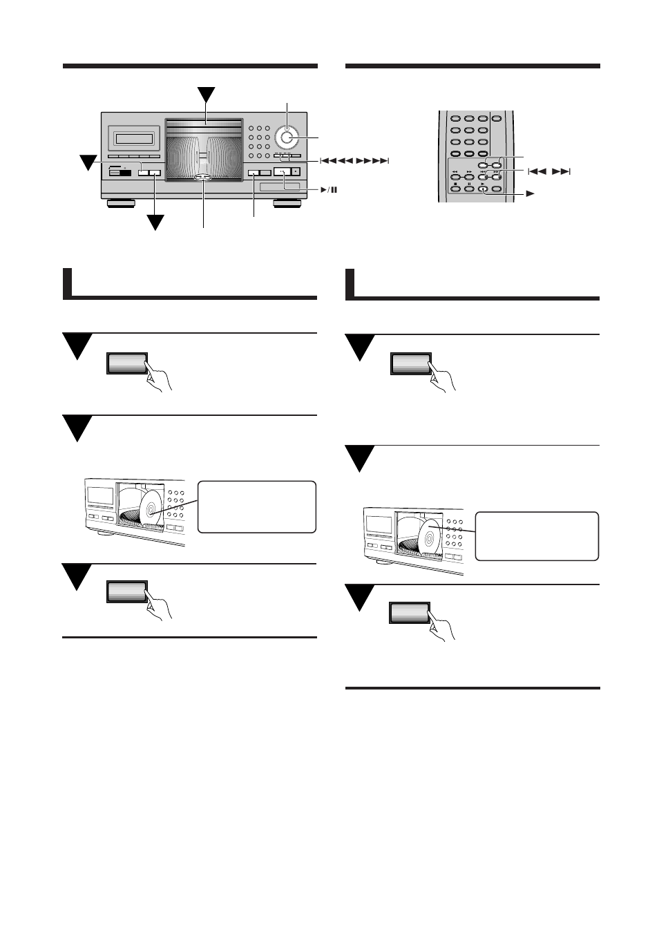 Presione single loader access, Presione single loader play, Operaciones básicas | Open/close, 4 / ¢ 3 disc(–/+) enter, Operações básicas | Pioneer PD-F1009 User Manual | Page 106 / 124