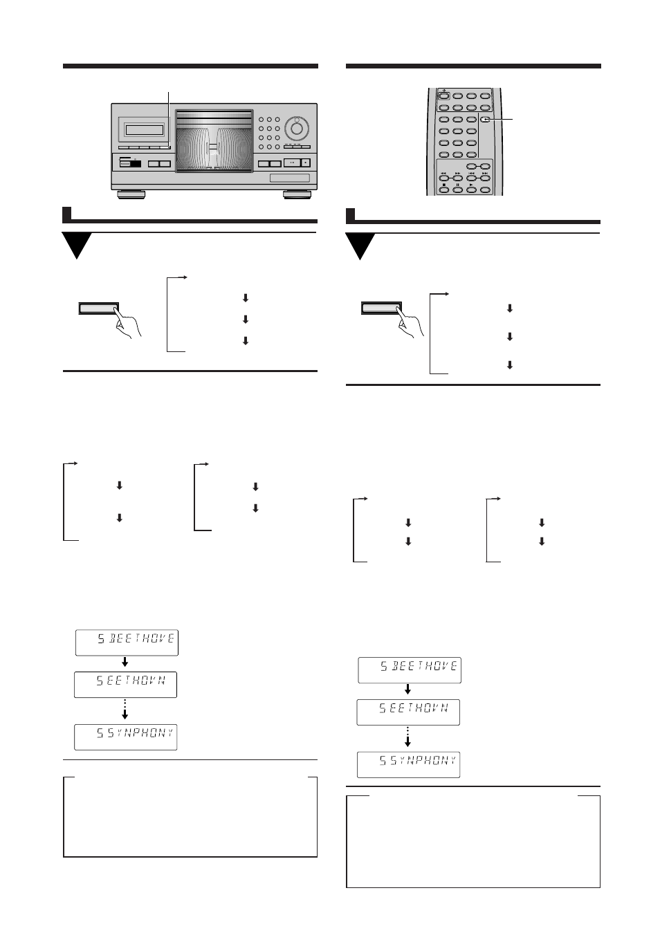 Mode d'emploi de la touche display, Various operations, Display | Press display during playback, Pendant la lecture, appuyez sur la touche display, Fonctions diverses, Clear program repeat display, Track disc, Characters that can be shown in the title display, Caractères pouvant apparaître dans le titre | Pioneer PD-F1009 User Manual | Page 28 / 124