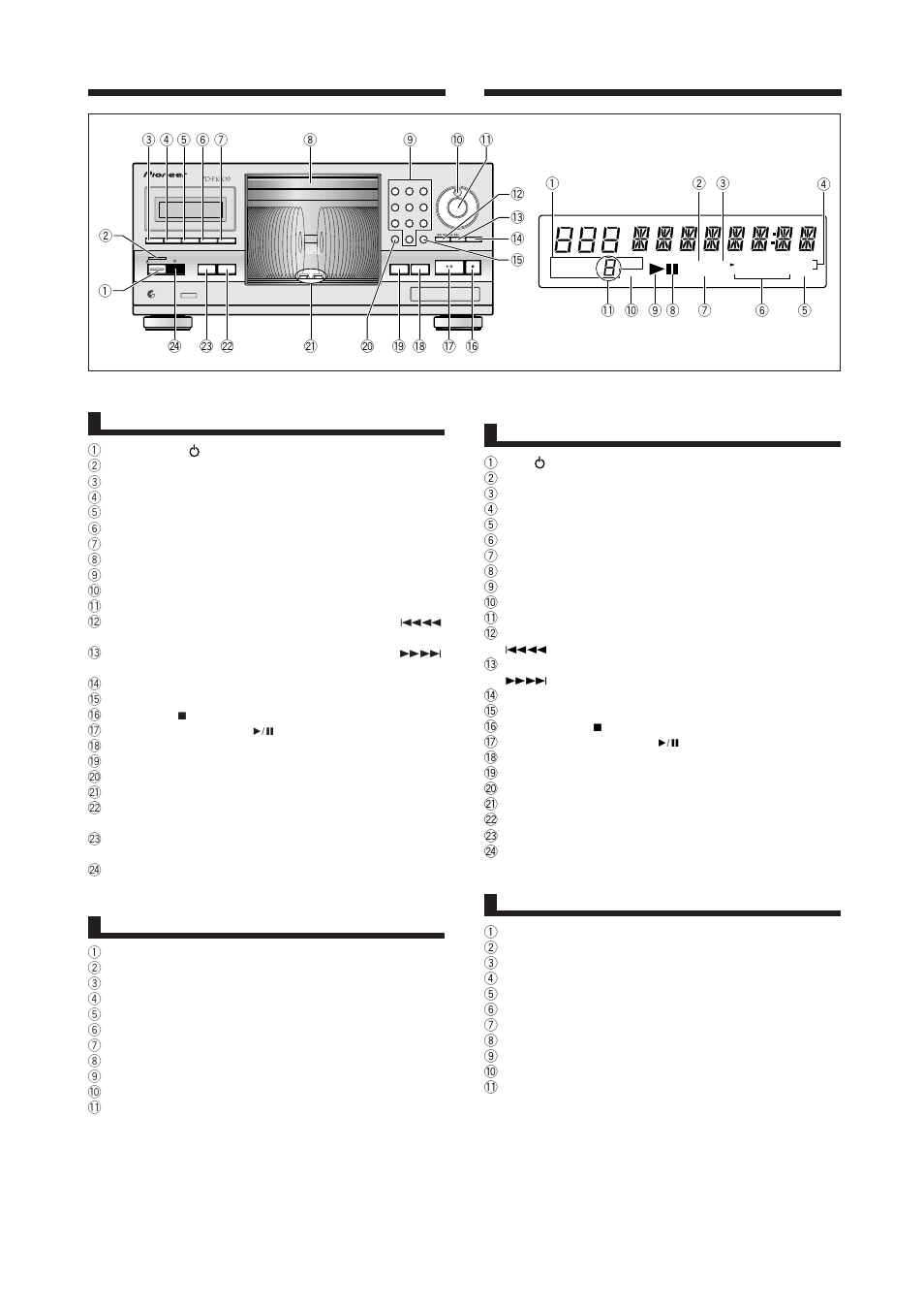 Bezeichnung der bedienungselemente, Nome delle varie parti, Pannello anteriore | Display, Frontplatte | Pioneer PD-F1009 User Manual | Page 40 / 124