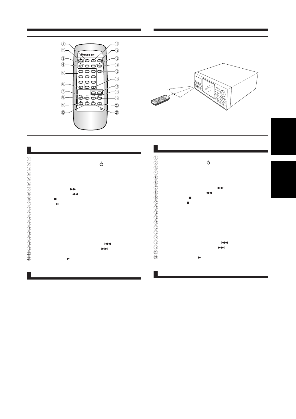 Deutsch italiano, Telecomando, Funzioni telecomando | Fernbedienungs-einheit, Fernbedienung, Nome delle varie parti, Bezeichnung der bedienungselemente | Pioneer PD-F1009 User Manual | Page 41 / 124