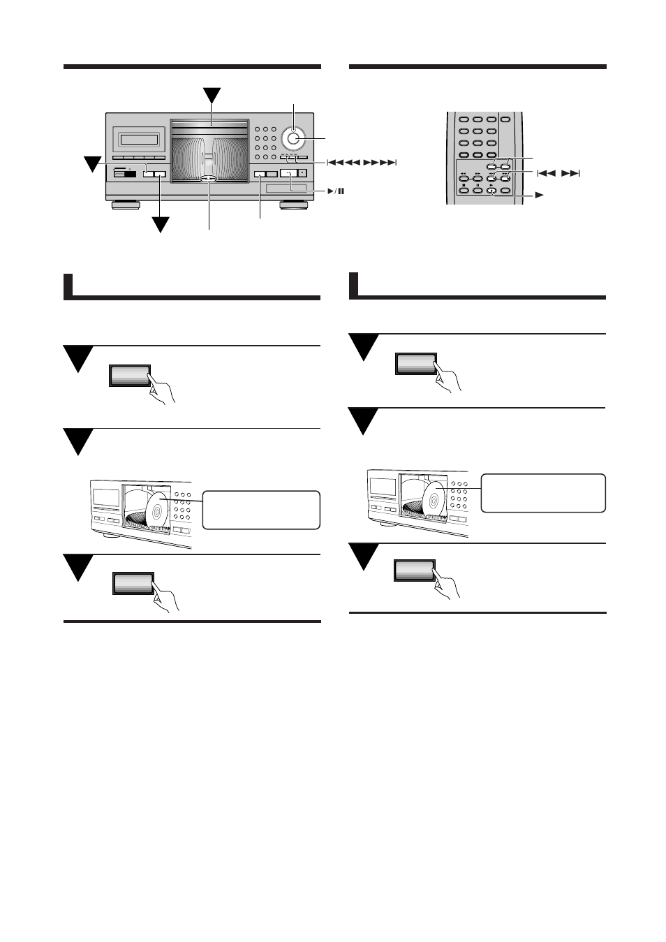 Grundlegende bedienungsschritte, Open/close, Drücken sie single loader access | Drücken sie single loader play, Jog-einstellrad manopola di comando, 4 / ¢ 3 disc(–/+) enter, Premete il tasto single loader access, Premete il tasto single loader play, Operazioni base | Pioneer PD-F1009 User Manual | Page 46 / 124