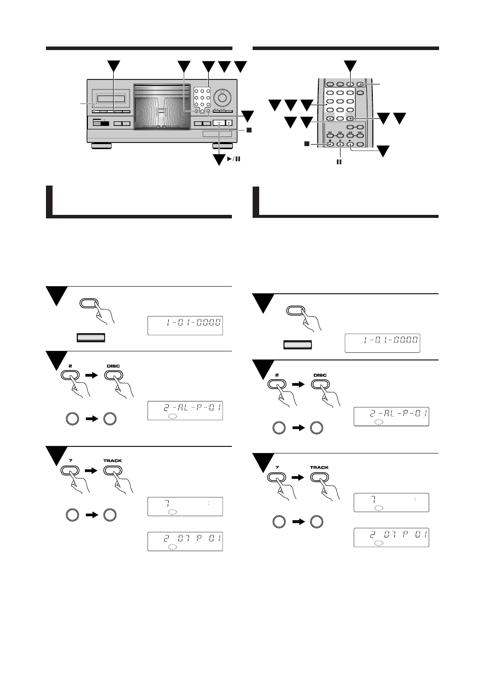 Drücken sie program im stopp-modus, Weitere bedienungsfunktionen, Clear 7 clear | Premere il tasto program a lettore fermo, Altre operazioni, Clear program repeat display, Track disc | Pioneer PD-F1009 User Manual | Page 54 / 124