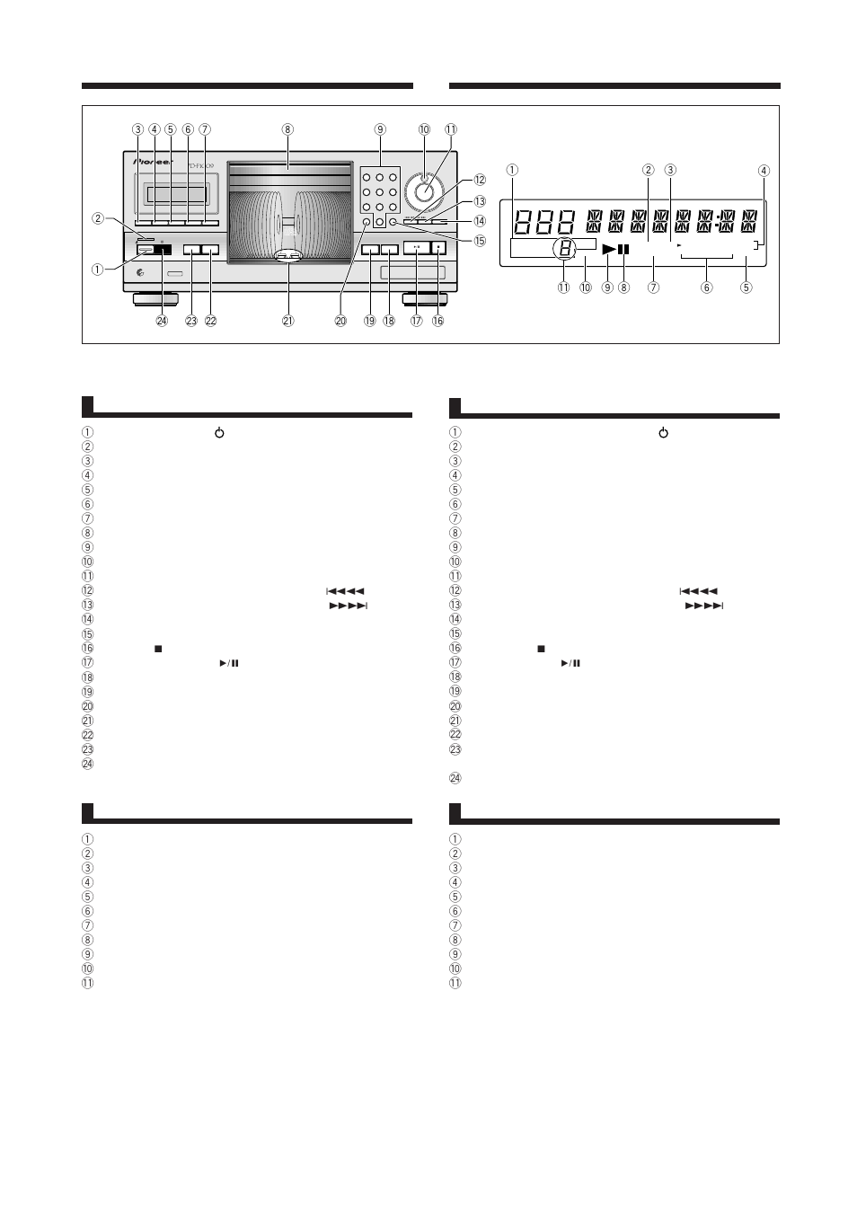 Benaming van onderdelen, Delarnas benämning, Framsidan | Indikeringar i teckenfönstret, Voorpaneel, Display | Pioneer PD-F1009 User Manual | Page 70 / 124