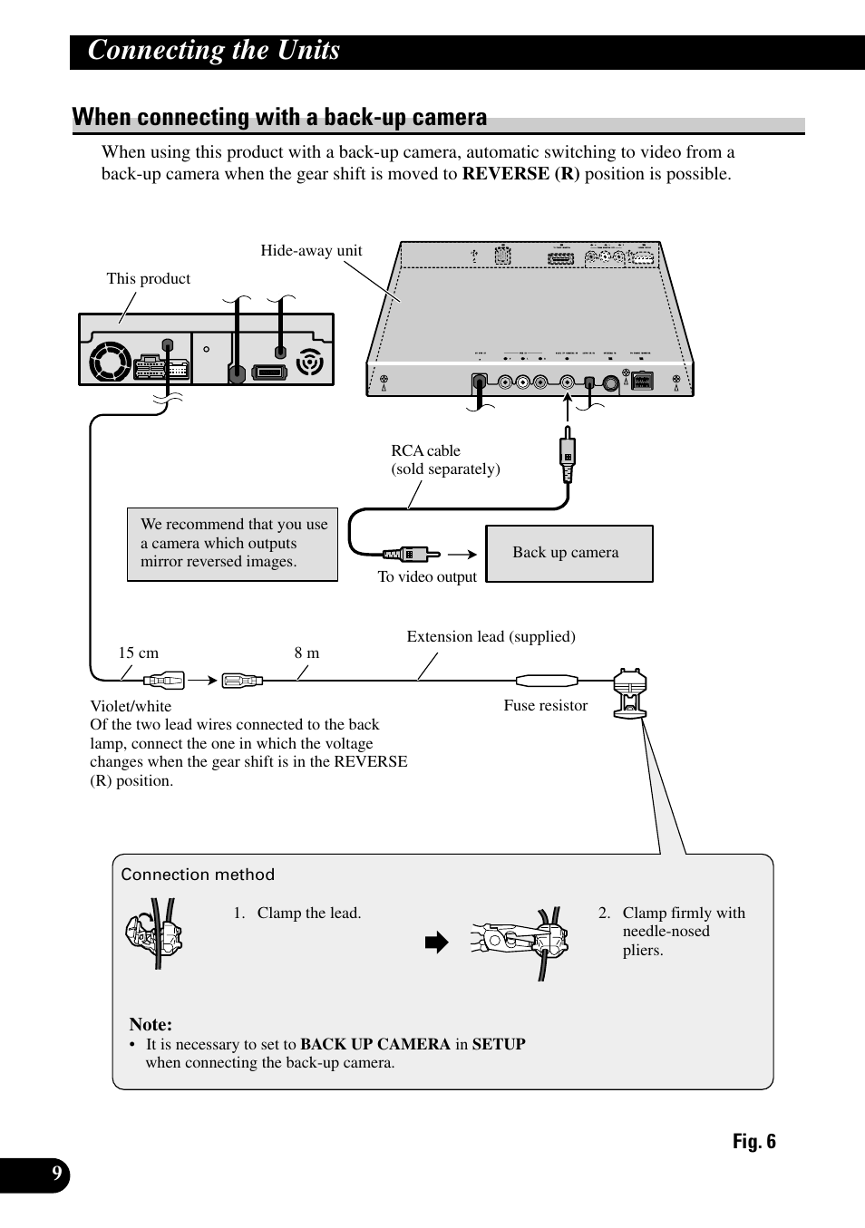 When connecting with a back-up camera, Connecting the units | Pioneer AVH-P7500DVD User Manual | Page 10 / 100