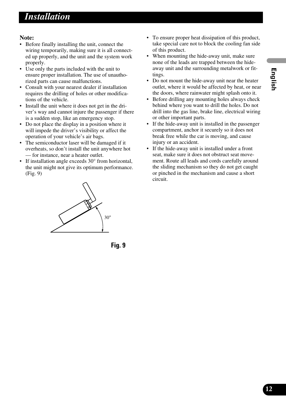 Installation | Pioneer AVH-P7500DVD User Manual | Page 13 / 100