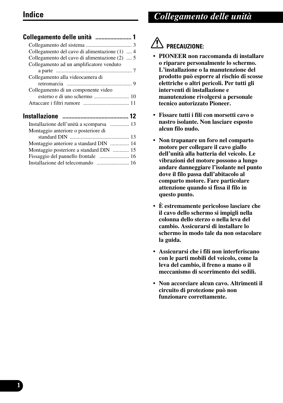 Collegamento delle unità, Indice | Pioneer AVH-P7500DVD User Manual | Page 66 / 100