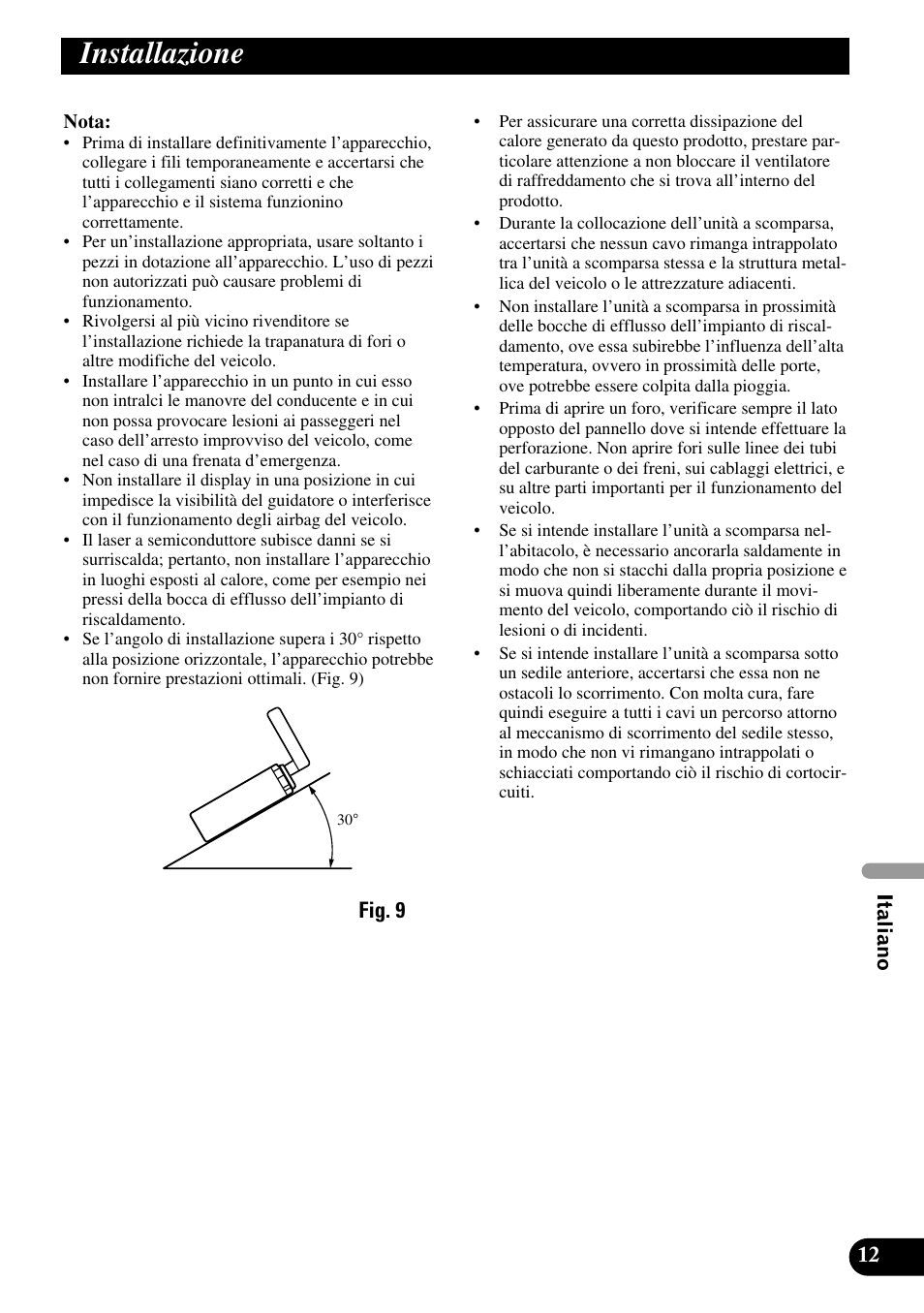 Installazione | Pioneer AVH-P7500DVD User Manual | Page 77 / 100