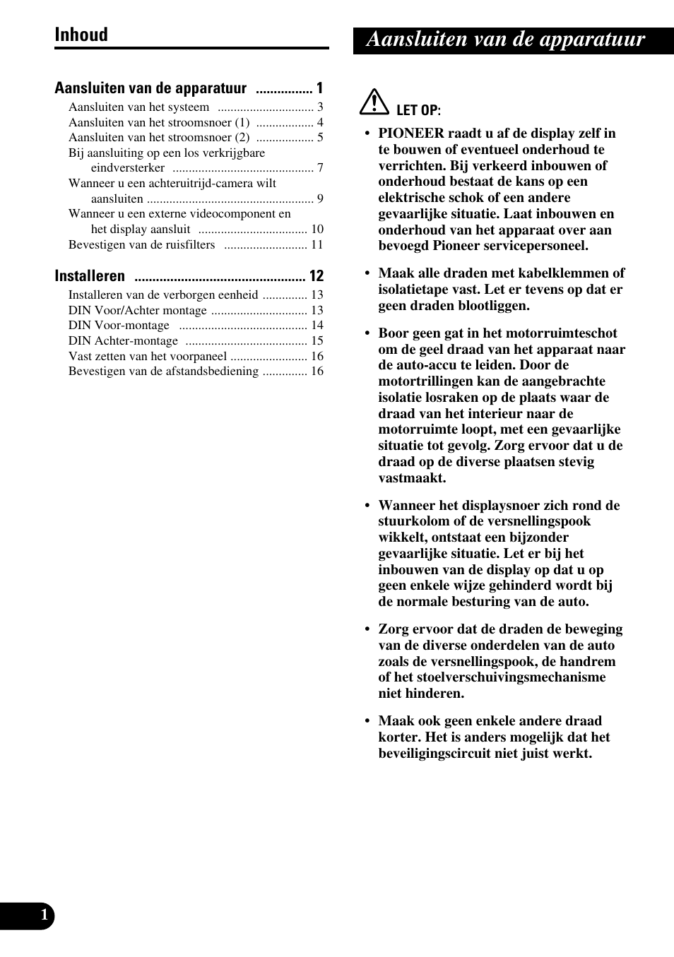 Aansluiten van de apparatuur, Inhoud | Pioneer AVH-P7500DVD User Manual | Page 82 / 100