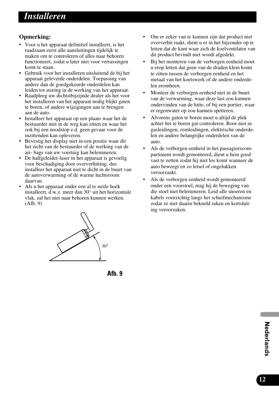 Installeren | Pioneer AVH-P7500DVD User Manual | Page 93 / 100